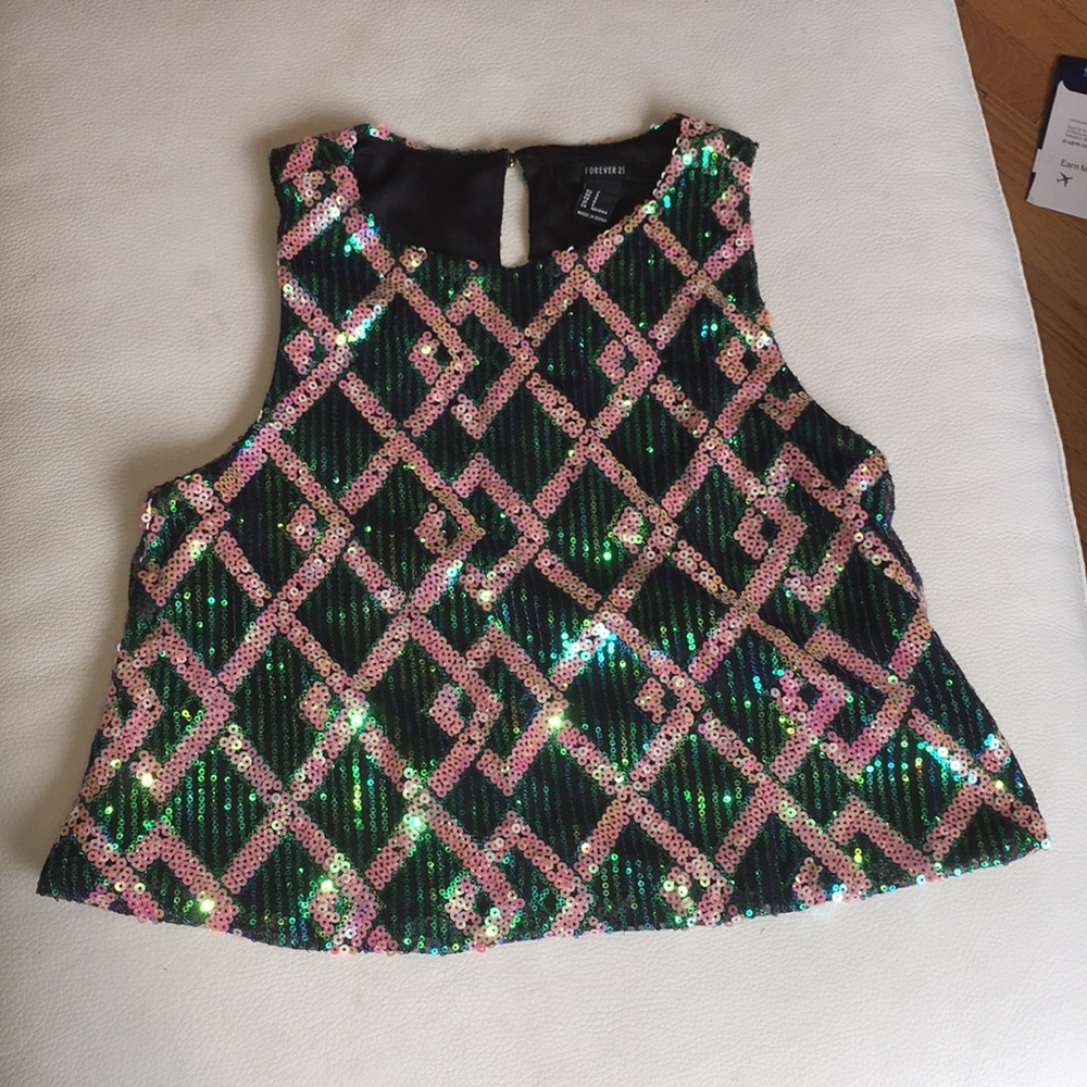 Forever 21 iridescent sequin crop top